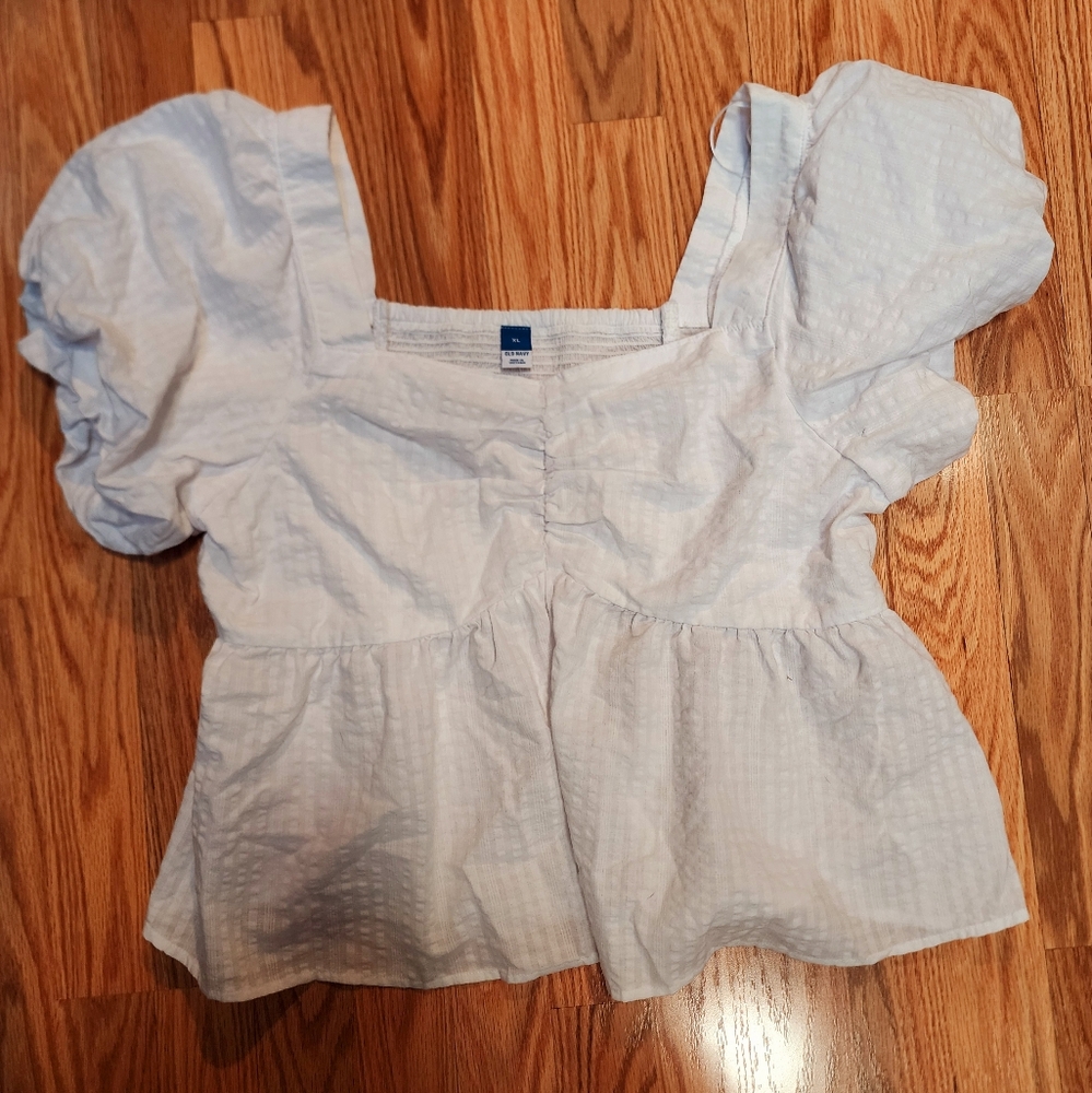 Women's Light Blue Puff Sleeve Top
